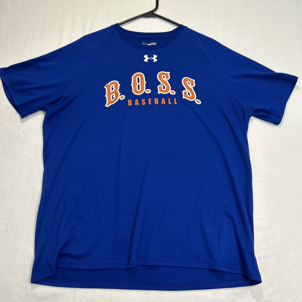 Under Armour BOSS Baseball T-shirt Men’s Large Loose Fit Blue Heatgear